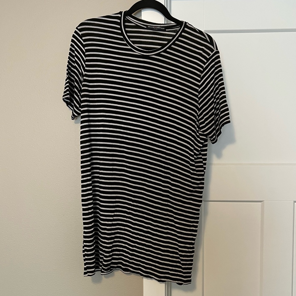 Brandy Melville Black and White Striped Tee Short Sleeve